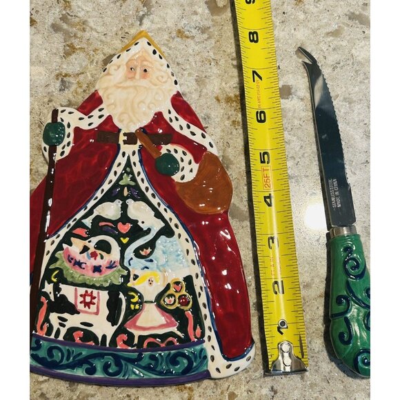 Jim Shore Holiday Traditions Cheese Plate Trivet Christmas Decor Matching Knife - Picture 6 of 6